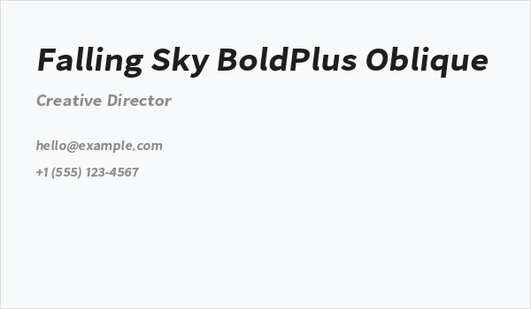 Falling Sky BoldPlus Oblique Business Card