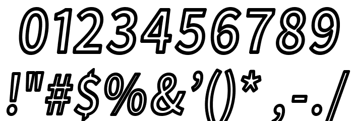 Falling Sky Condensed Outline Oblique Font OTHER CHARS
