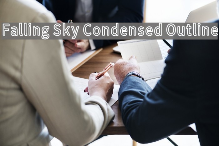 Falling Sky Condensed Outline Font examples