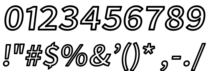 Falling Sky Extended Outline Oblique Font OTHER CHARS