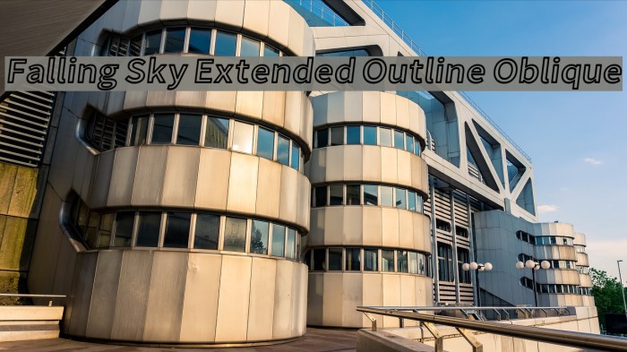 Falling Sky Extended Outline Oblique Font examples