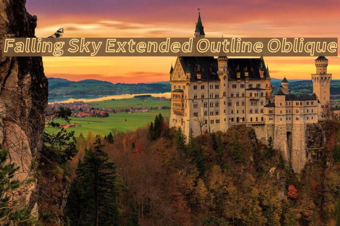 Falling Sky Extended Outline Oblique Font examples