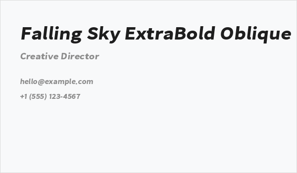 Falling Sky ExtraBold Oblique Business Card