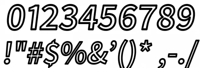 Falling Sky Outline Oblique Font OTHER CHARS