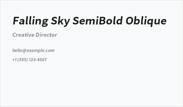 Falling Sky SemiBold Oblique Business Card