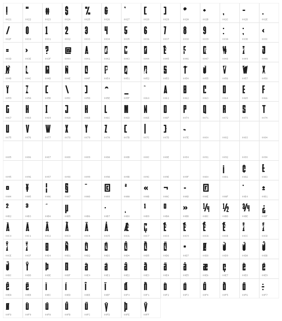 Faltura Animals Character Map