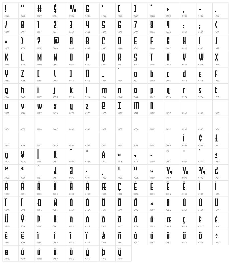 Falzon Expanded Character Map