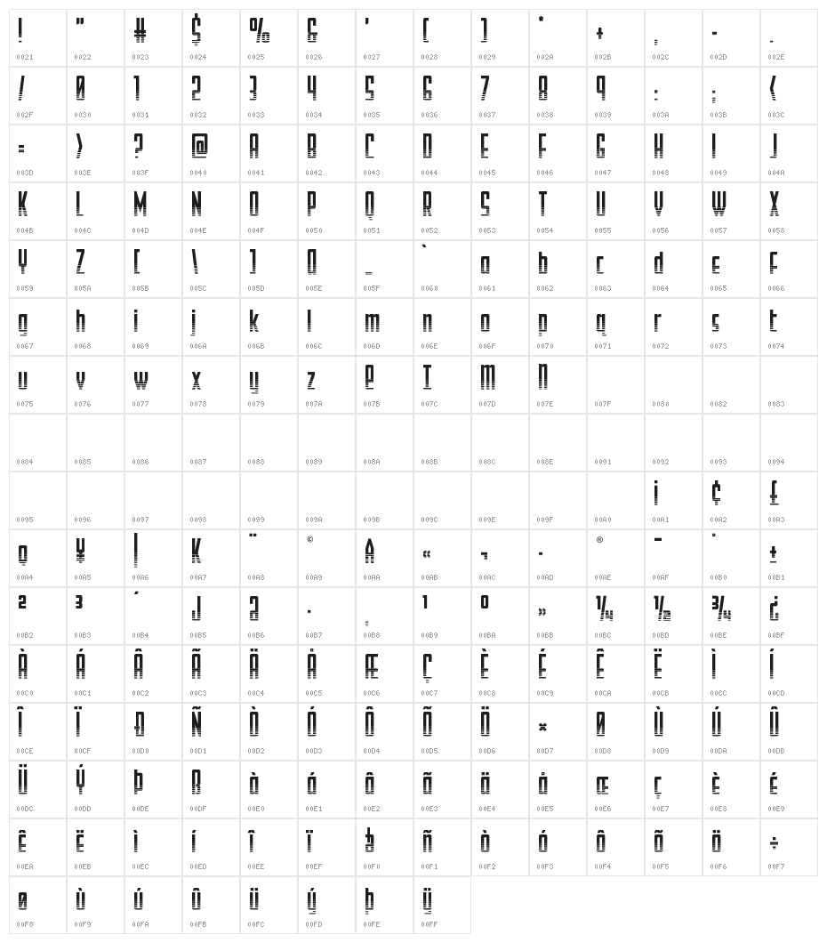 Falzon Halftone Character Map
