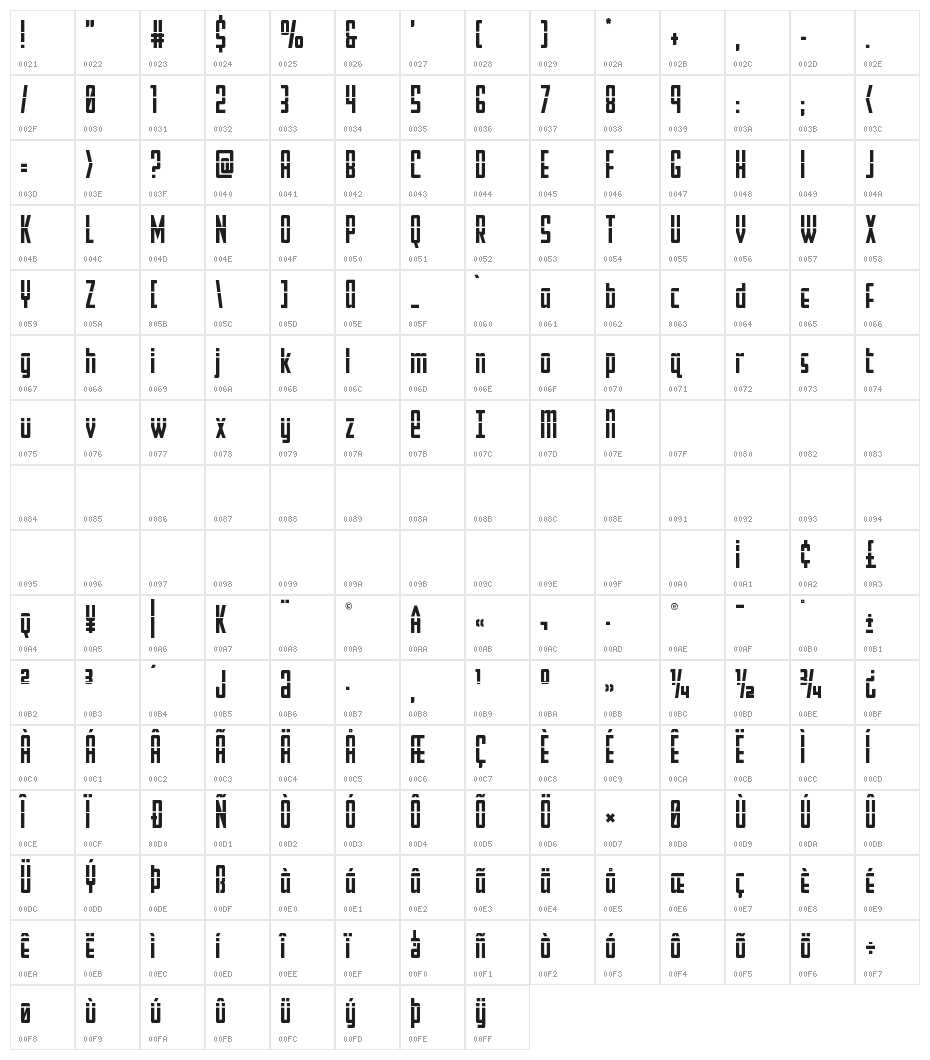 Falzon Laser Character Map