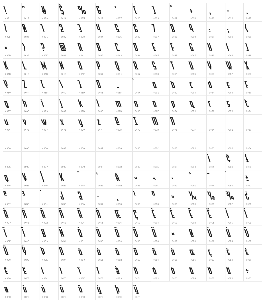 Falzon Super-Leftalic Character Map