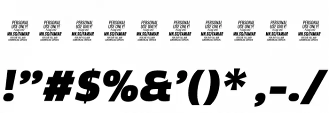 Famiar PERSONAL USE ONLY Black Italic Font OTHER CHARS