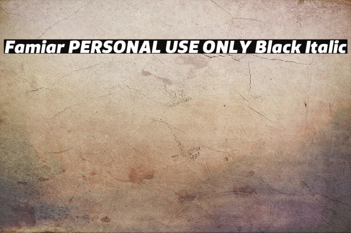 Famiar PERSONAL USE ONLY Black Italic Example 3