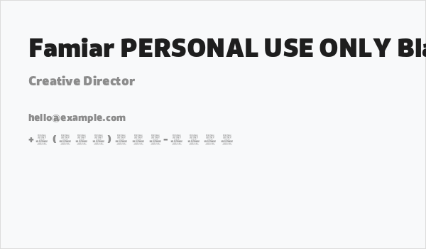 Famiar PERSONAL USE ONLY Black Business Card