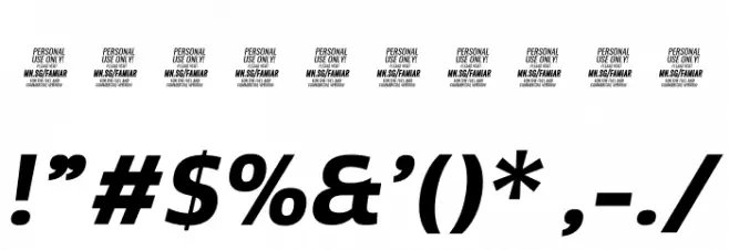 Famiar PERSONAL USE ONLY Bold Italic Font OTHER CHARS