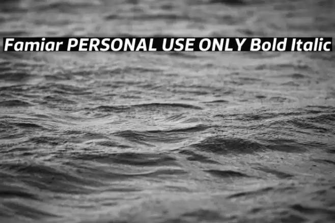 Famiar PERSONAL USE ONLY Bold Italic Font examples