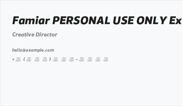 Famiar PERSONAL USE ONLY ExtraBold Italic Business Card