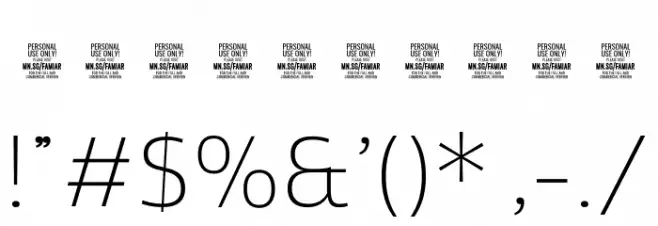 Famiar PERSONAL USE ONLY ExtraLight Font OTHER CHARS