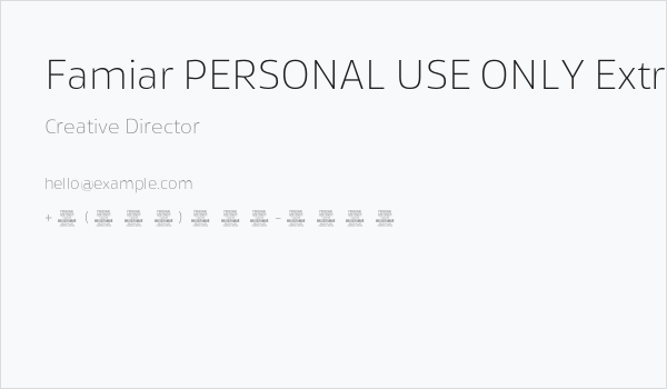 Famiar PERSONAL USE ONLY ExtraLight Business Card