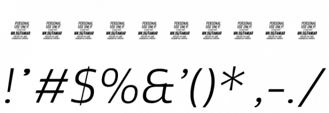 Famiar PERSONAL USE ONLY Light Italic Font OTHER CHARS