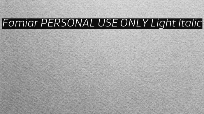 Famiar PERSONAL USE ONLY Light Italic Example 3
