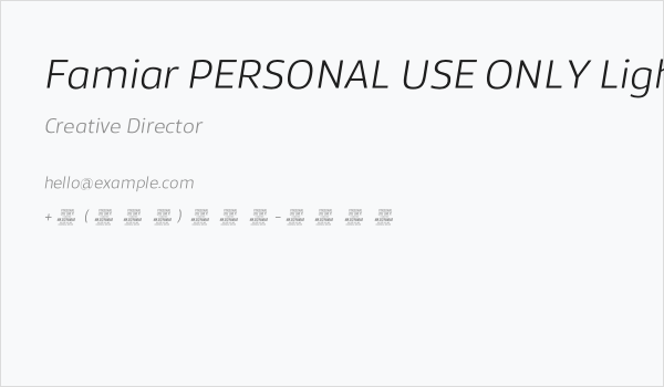 Famiar PERSONAL USE ONLY Light Italic Business Card
