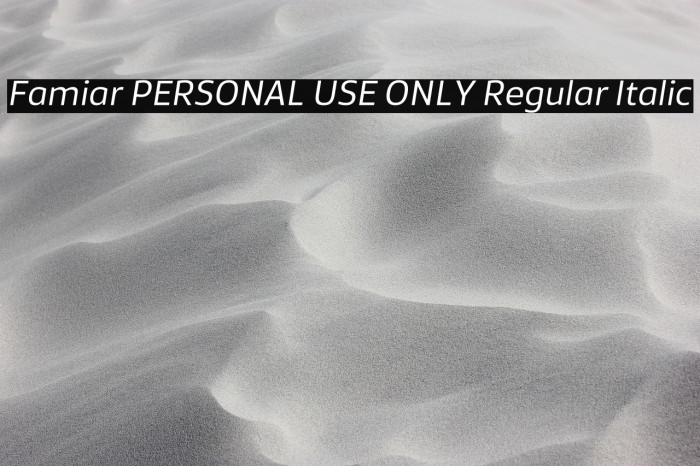 Famiar PERSONAL USE ONLY Regular Italic Example 2