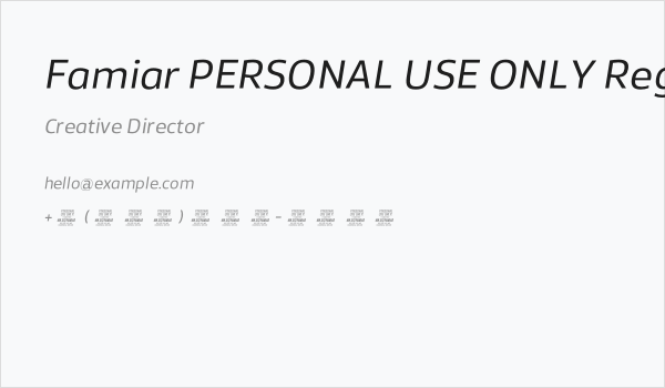 Famiar PERSONAL USE ONLY Regular Italic Business Card