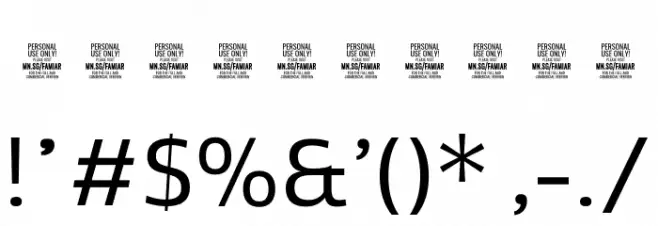 Famiar PERSONAL USE ONLY Regular Font OTHER CHARS