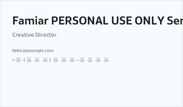 Famiar PERSONAL USE ONLY SemiBold Business Card