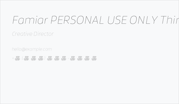 Famiar PERSONAL USE ONLY Thin Italic Business Card