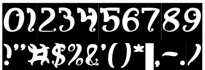 Fancy Curly-Inverse Font OTHER CHARS