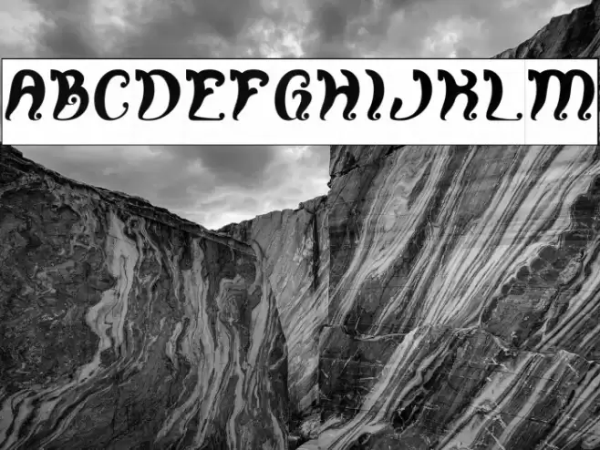 Fancy Curly-Inverse Font examples