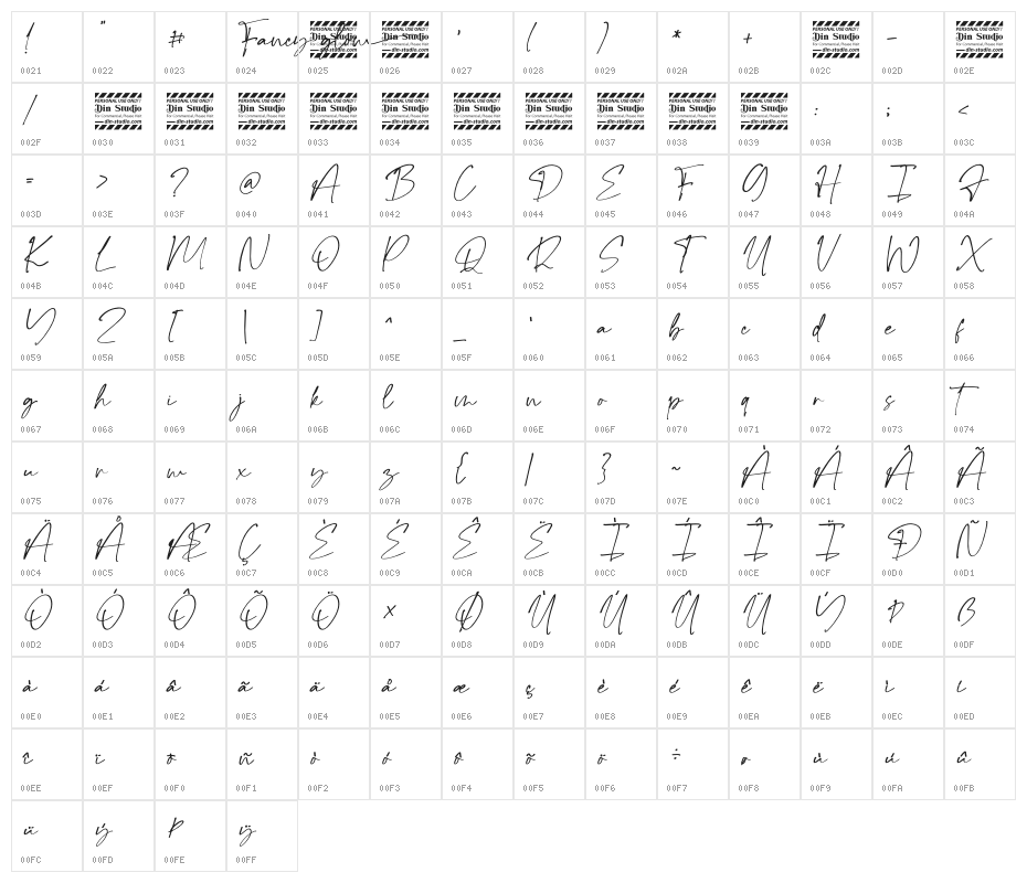 Fancy Glow Personal Use Character Map