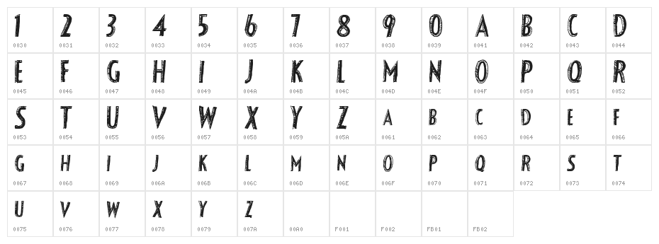 FancyShadow Character Map