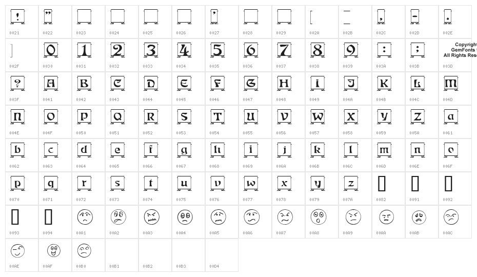 Fanfold Character Map