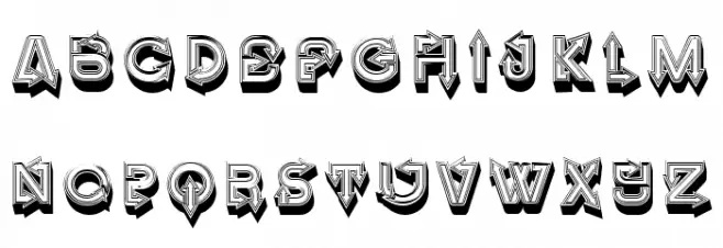 Fangxiang 3D Rustique Regular フォント 小文字