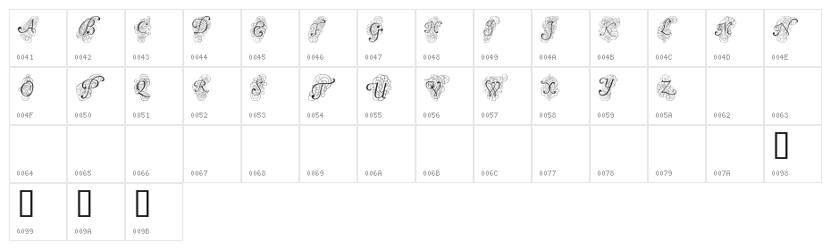 Fantasia Caps Character Map