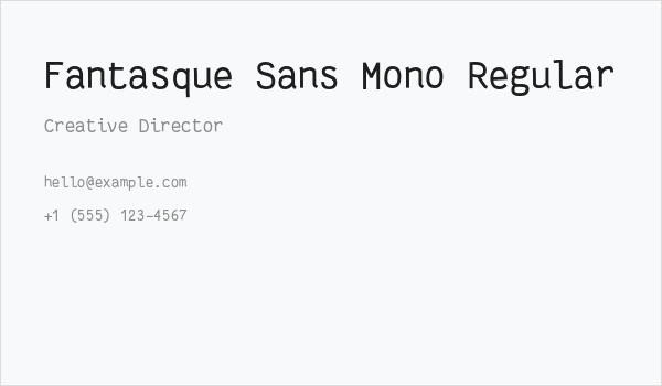Fantasque Sans Mono Regular Business Card