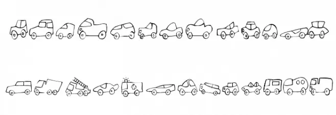 Fantastique Cars Caratteri MINUSCOLO