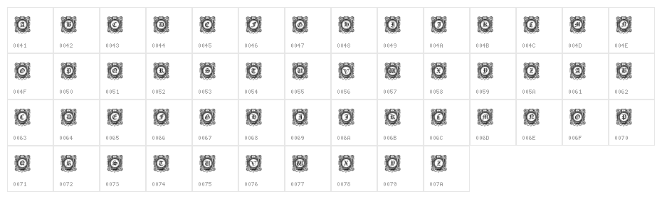 Fantasy Capitals Regular Character Map