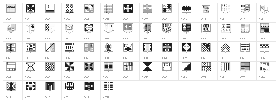 Fantasy Shields Regular Character Map