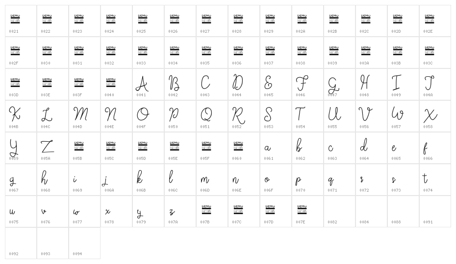 Fantica Demo Character Map