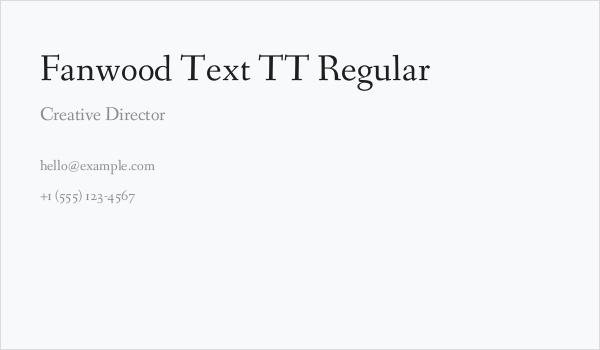 Fanwood Text TT Regular Business Card