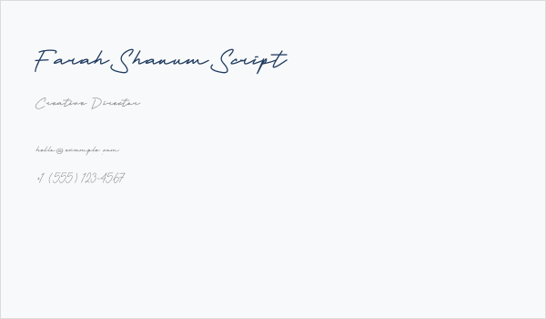 Farah Shanum Script Business Card