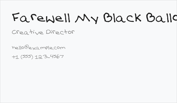 Farewell My Black Balloon Business Card