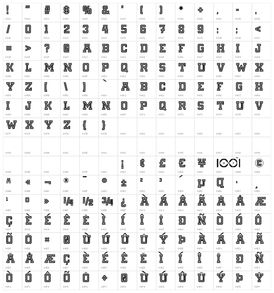 FargoFaroNF Character Map