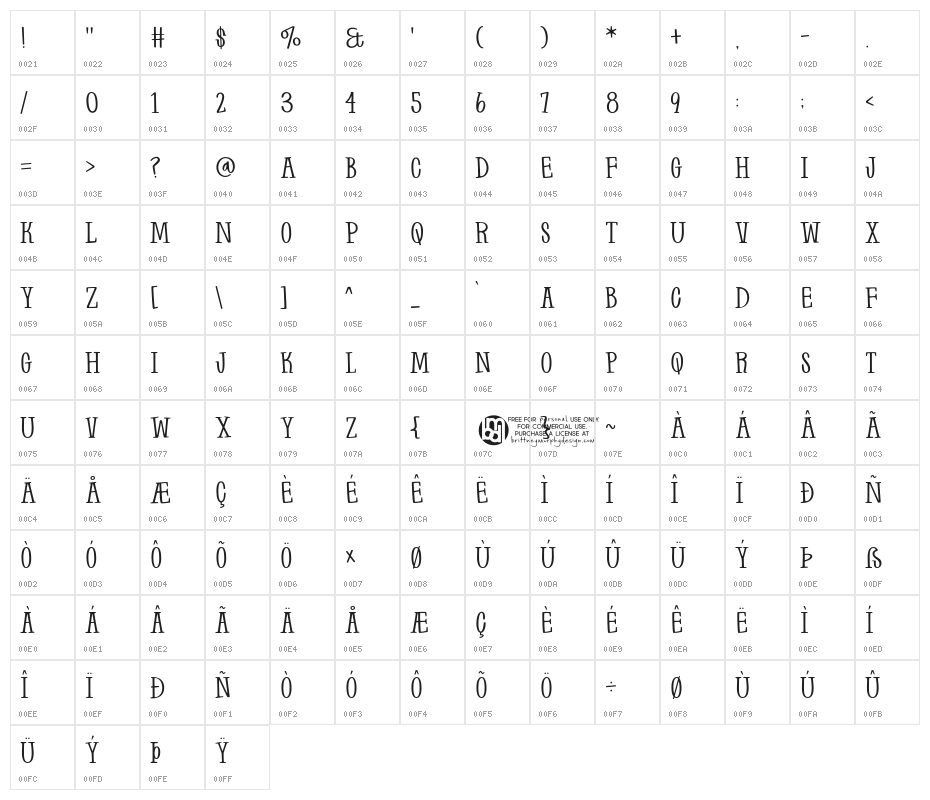Farm to Market Bold Character Map