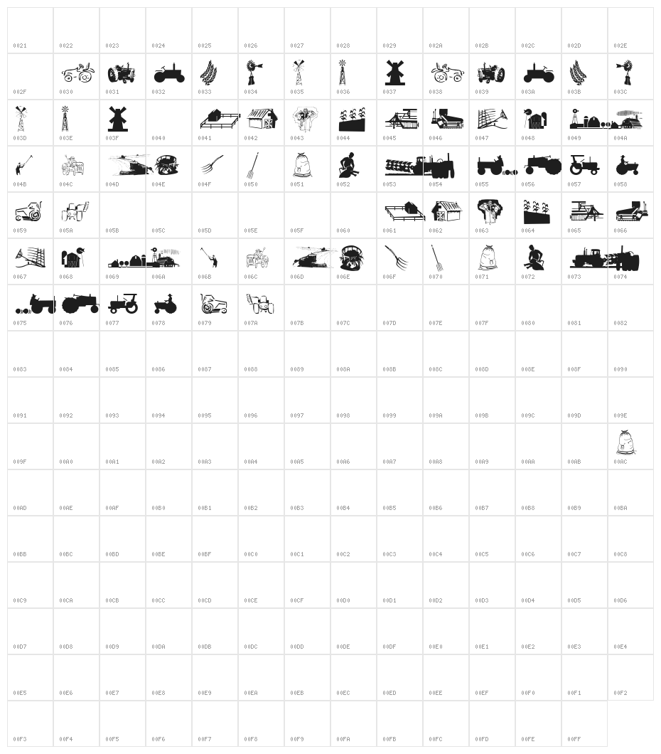 Farmfont Character Map