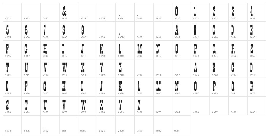 Faroest-Regular Character Map