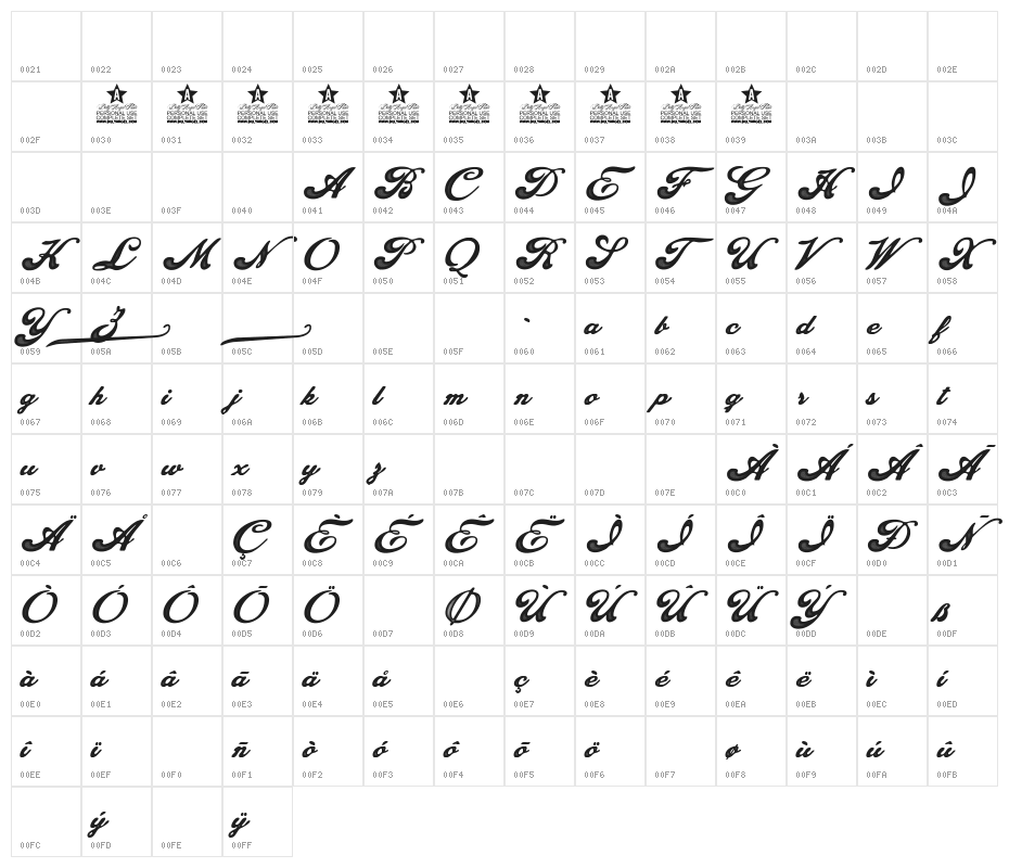 Fascinate Personal Use Regular Character Map